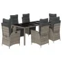 Set comedor jardín 7 pzas y cojines ratán sintético gris by , Garden sets - Ref: Foro24-3213330, Price: 1,00 €, Discount: %