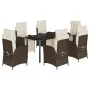 Set comedor de jardín 7 pzas con cojines ratán sintético marrón by , Garden sets - Ref: Foro24-3213417, Price: 929,95 €, Disc...