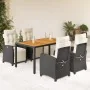 Set de muebles jardín 5 pzas con cojines ratán sintético negro von , Gartensets - Ref: Foro24-3212902, Preis: 658,95 €, Rabat...