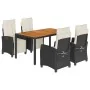 Set de muebles jardín 5 pzas con cojines ratán sintético negro von , Gartensets - Ref: Foro24-3212902, Preis: 658,95 €, Rabat...