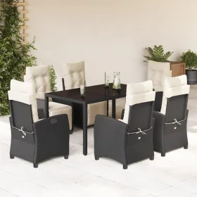 Set de comedor de jardín 7 pzas y cojines ratán sintético negro by , Garden sets - Ref: Foro24-3212885, Price: 877,69 €, Disc...