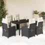 Set de comedor de jardín 7 pzas y cojines ratán sintético negro de , Conjuntos de jardín - Ref: Foro24-3212885, Precio: 877,6...