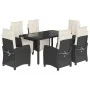 Set de comedor de jardín 7 pzas y cojines ratán sintético negro de , Conjuntos de jardín - Ref: Foro24-3212885, Precio: 877,6...