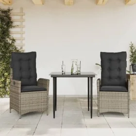 Set comedor de jardín 3 piezas con cojines ratán sintético gris by , Garden sets - Ref: Foro24-3213214, Price: 388,51 €, Disc...