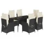 Set de comedor de jardín 7 pzas y cojines ratán sintético negro by , Garden sets - Ref: Foro24-3213159, Price: 879,42 €, Disc...