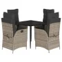 Set comedor de jardín 5 piezas con cojines ratán sintético gris de , Conjuntos de jardín - Ref: Foro24-3213216, Precio: 675,3...