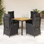 Set de muebles jardín 5 pzas con cojines ratán sintético negro de , Conjuntos de jardín - Ref: Foro24-3213095, Precio: 629,48...