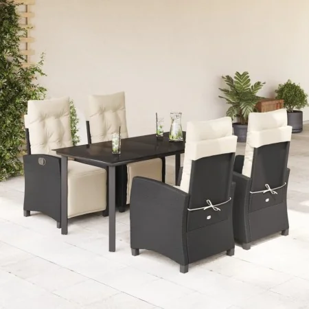 Set de muebles jardín 5 pzas con cojines ratán sintético negro de , Conjuntos de jardín - Ref: Foro24-3212956, Precio: 589,34...