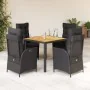 Set de muebles jardín 5 pzas con cojines ratán sintético negro von , Gartensets - Ref: Foro24-3213339, Preis: 710,23 €, Rabat...