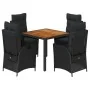 Set de muebles jardín 5 pzas con cojines ratán sintético negro von , Gartensets - Ref: Foro24-3213339, Preis: 710,23 €, Rabat...