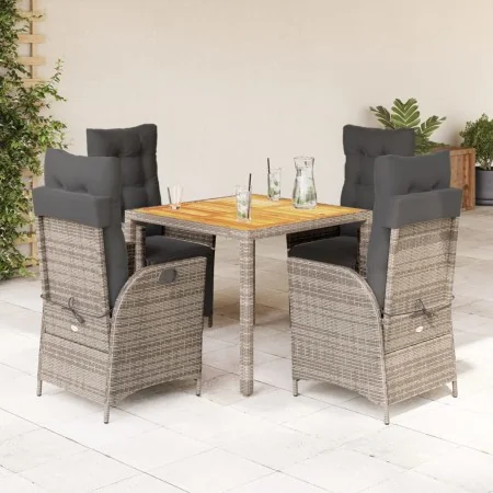 Set comedor de jardín 5 piezas con cojines ratán sintético gris de , Conjuntos de jardín - Ref: Foro24-3213345, Precio: 671,3...