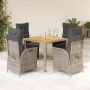 Set comedor de jardín 5 piezas con cojines ratán sintético gris de , Conjuntos de jardín - Ref: Foro24-3213345, Precio: 671,3...