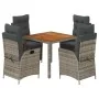 Set comedor de jardín 5 piezas con cojines ratán sintético gris de , Conjuntos de jardín - Ref: Foro24-3213345, Precio: 671,3...