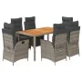 Set comedor jardín 7 pzas y cojines ratán sintético gris by , Garden sets - Ref: Foro24-3213347, Price: 1,00 €, Discount: %