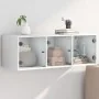 Mueble de pared con puertas de vidrio blanco 102x37x35 cm by , Lockers and storage cabinets - Ref: Foro24-836511, Price: 87,2...