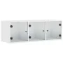 Mueble de pared con puertas de vidrio blanco 102x37x35 cm by , Lockers and storage cabinets - Ref: Foro24-836511, Price: 87,2...