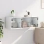 Mueble de pared con puertas de vidrio blanco 102x37x35 cm by , Lockers and storage cabinets - Ref: Foro24-836511, Price: 87,2...