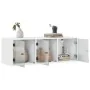 Mueble de pared con puertas de vidrio blanco 102x37x35 cm by , Lockers and storage cabinets - Ref: Foro24-836511, Price: 87,2...