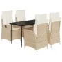 Set comedor de jardín 5 pzas con cojines ratán sintético beige de , Conjuntos de jardín - Ref: Foro24-3213237, Precio: 668,21...