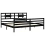 Bed frame with black solid wood headboard 200x200 cm by vidaXL, Beds and slatted bases - Ref: Foro24-3194465, Price: 174,16 €...
