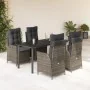 Set comedor de jardín 5 piezas con cojines ratán sintético gris by , Garden sets - Ref: Foro24-3213228, Price: 682,22 €, Disc...