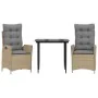 Set comedor de jardín 3 pzas con cojines ratán sintético beige by , Garden sets - Ref: Foro24-3213254, Price: 343,71 €, Disco...