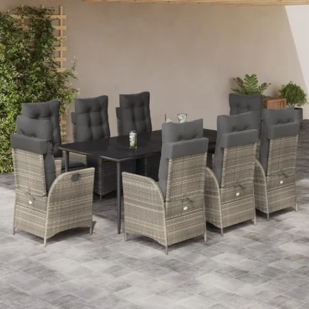 Set comedor de jardín 9 pzas cojines ratán sintético gris claro von , Gartensets - Ref: Foro24-3213282, Preis: 1,00 €, Rabatt: %