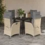 Set comedor de jardín 5 pzas con cojines ratán sintético beige by , Garden sets - Ref: Foro24-3213256, Price: 616,76 €, Disco...
