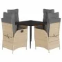 Set comedor de jardín 5 pzas con cojines ratán sintético beige by , Garden sets - Ref: Foro24-3213256, Price: 616,76 €, Disco...