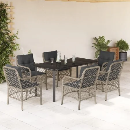 Set comedor jardín 7 pzas y cojines ratán sintético gris claro von , Gartensets - Ref: Foro24-3212177, Preis: 718,96 €, Rabat...