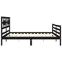 Bed frame with black solid wood headboard 200x200 cm by vidaXL, Beds and slatted bases - Ref: Foro24-3194465, Price: 174,16 €...