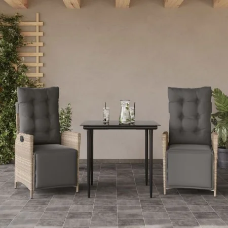 Set comedor de jardín 3 pzas cojines ratán sintético gris claro by , Garden sets - Ref: Foro24-3213462, Price: 364,69 €, Disc...