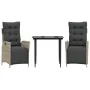 Set comedor de jardín 3 pzas cojines ratán sintético gris claro by , Garden sets - Ref: Foro24-3213462, Price: 364,69 €, Disc...