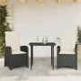 Set comedor de jardín 3 pzas con cojines ratán sintético negro by , Garden sets - Ref: Foro24-3212290, Price: 335,00 €, Disco...