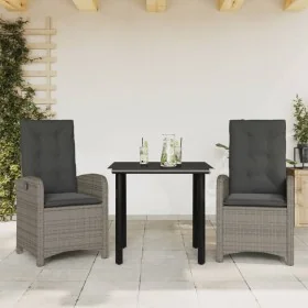 Set comedor de jardín 3 piezas con cojines ratán sintético gris von , Gartensets - Ref: Foro24-3212360, Preis: 338,15 €, Raba...