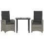 Set comedor de jardín 3 piezas con cojines ratán sintético gris by , Garden sets - Ref: Foro24-3212360, Price: 339,30 €, Disc...