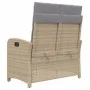Sillón reclinable de jardín con cojines ratán sintético beige by , garden benches - Ref: Foro24-368220, Price: 177,41 €, Disc...