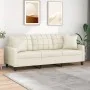Sofá de 3 plazas con cojines cuero sintético color crema 180 cm by , Sofas - Ref: Foro24-3200809, Price: 261,59 €, Discount: %