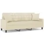 Sofá de 3 plazas con cojines cuero sintético color crema 180 cm by , Sofas - Ref: Foro24-3200809, Price: 261,59 €, Discount: %