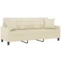 Sofá de 3 plazas con cojines cuero sintético color crema 180 cm by , Sofas - Ref: Foro24-3200809, Price: 261,59 €, Discount: %
