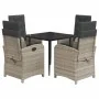 Set comedor de jardín 5 pzas cojines ratán sintético gris claro de , Conjuntos de jardín - Ref: Foro24-3212411, Precio: 622,6...