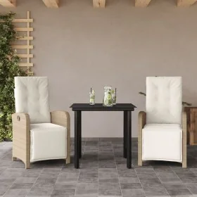 Sillas y mesita de jardín 3 piezas ratán sintético cojín beige by , Garden sets - Ref: Foro24-3212577, Price: 351,58 €, Disco...