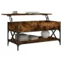 Mesa de centro madera ingeniería metal roble humo 100x50x50 cm de , Mesas de centro - Ref: Foro24-845358, Precio: 87,76 €, De...