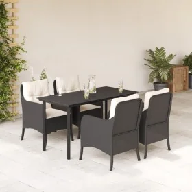 Set de muebles jardín 5 pzas con cojines ratán sintético negro von , Gartensets - Ref: Foro24-3211915, Preis: 498,54 €, Rabat...