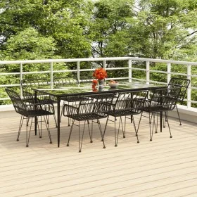 Juego de comedor de jardín 9 piezas ratán sintético negro by , Garden sets - Ref: Foro24-3157858, Price: 730,86 €, Discount: %