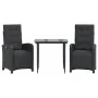 Mesita y sillas con cojines 3 piezas ratán sintético negro by , Garden sets - Ref: Foro24-3212528, Price: 345,58 €, Discount: %