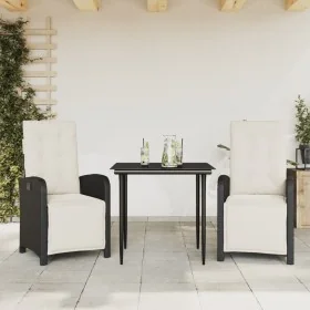 Mesita y sillas con cojines 3 piezas ratán sintético negro by , Garden sets - Ref: Foro24-3212514, Price: 388,13 €, Discount: %
