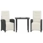 Mesita y sillas con cojines 3 piezas ratán sintético negro by , Garden sets - Ref: Foro24-3212521, Price: 363,16 €, Discount: %