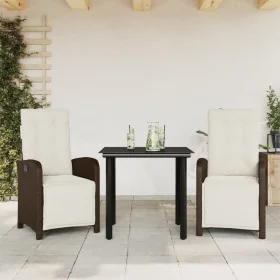 Sillas y mesita de jardín con cojines 3 piezas ratán PE marrón by , Garden sets - Ref: Foro24-3212549, Price: 369,68 €, Disco...
