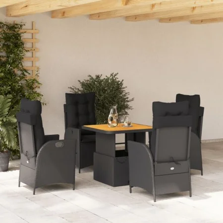 Set de muebles jardín 5 pzas con cojines ratán sintético negro by , Garden sets - Ref: Foro24-3277446, Price: 599,28 €, Disco...